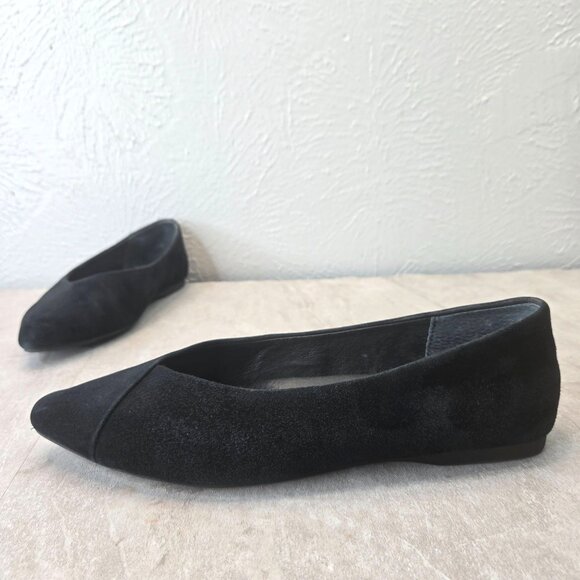 Birdies Ballet Flat 7.5 Black Suede Pointed Preppy Dressy Comfort Ballerina Shoe - Picture 2 of 12